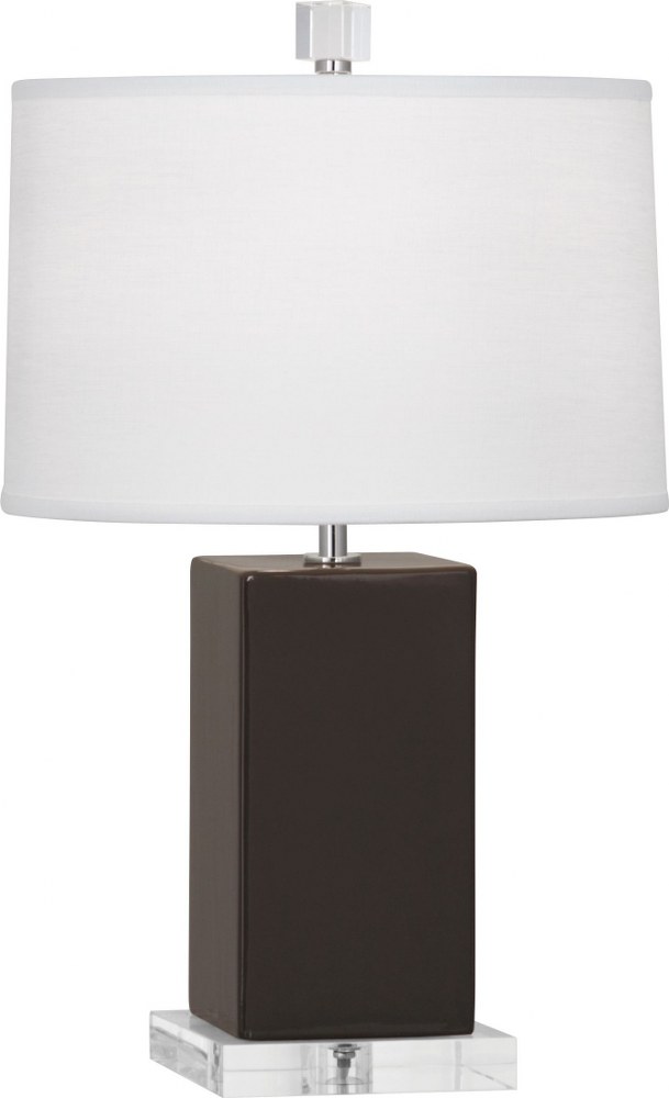 Robert Abbey Lighting-CF990-Harvey-One Light Table Lamp-11.5 Inches Wide by 19.25 Inches High   Coffee Glazed/Lucite Finish with Oyster Linen Shade
