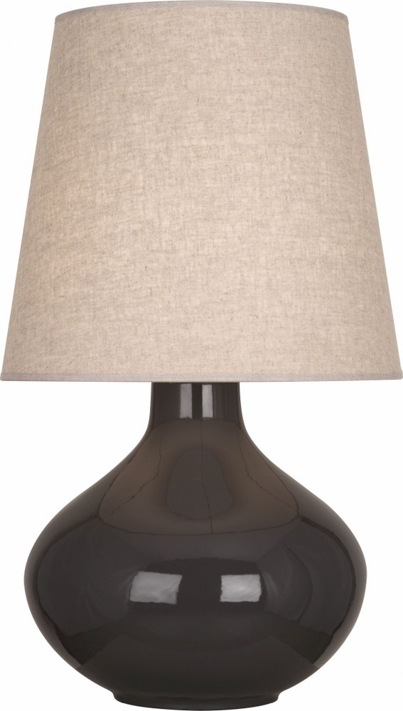 Robert Abbey Lighting-CF991-June-One Light Table Lamp-18 Inches Wide by 30.75 Inches High   Coffee Glazed/Lucite Finish with Buff Linen Shade