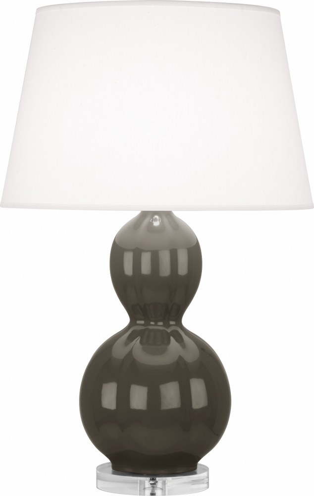 Robert Abbey Lighting-CG997-Williamsburg Randolph 1-Light Table Lamp 10.25 Inches Wide and 30.625 Inches Tall Gray Taupe  Parrot Green Glazed/Lucite/Polished Nickel Finish with Pearl Dupoini Fabric Sh