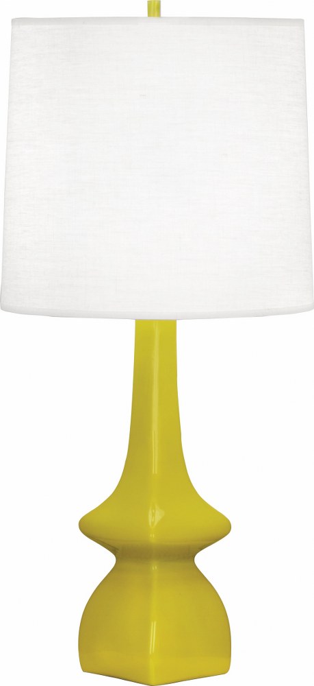 Robert Abbey Lighting-CI210-Jasmine 1-Light Table Lamp 5.375 Inches Wide and 31 Inches Tall Citron  Melon Glazed Finish with Oyster Linen Shade