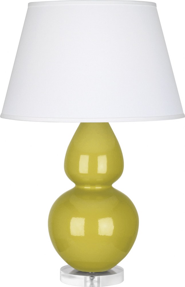 Robert Abbey Lighting-CI23X-Double Gourd-One Light Table Lamp-30 Inches High   Citron Glazed/Acrylic Finish with Pearl Dupioni Fabric Shade