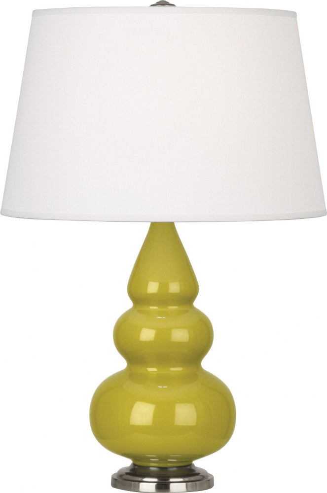 Robert Abbey Lighting-CI32X-Triple Gourd-One Light Small Table Lamp-24 Inches High   Citron Glazed/Antique Silver Finish with Pearl Dupioni Fabric Shade