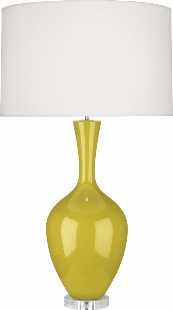 Robert Abbey Lighting-CI980-Audrey 1-Light Table Lamp 8.5 Inches Wide and 33.5 Inches Tall Citron  Brown Tea Glazed/Lucite Finish with Fondine Fabric Shade