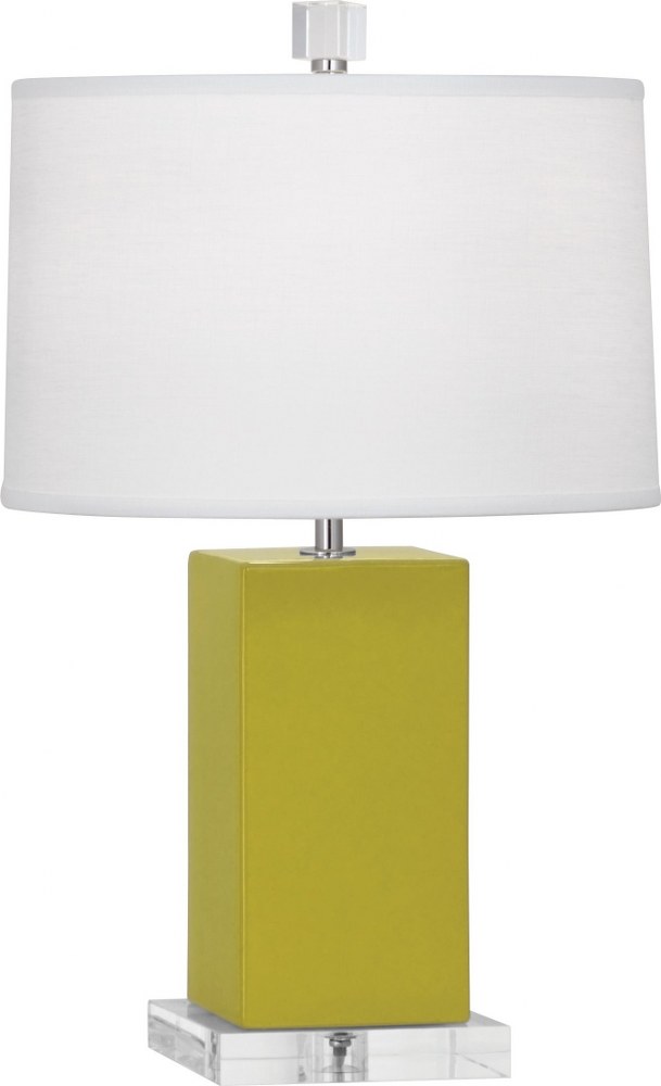 Robert Abbey Lighting-CI990-Harvey 1-Light Accent Lamp 4.125 Inches Wide and 19.125 Inches Tall Citron  Pumpkin/Acrylic Finish with Oyster Linen Fabric Shade