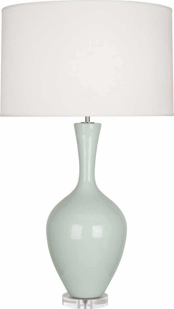 Robert Abbey Lighting-CL980-Audrey 1-Light Table Lamp 8.5 Inches Wide and 33.5 Inches Tall Celadon  Brown Tea Glazed/Lucite Finish with Fondine Fabric Shade