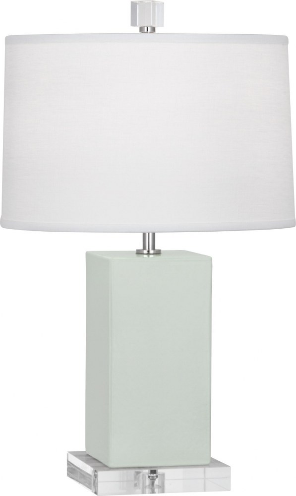 Robert Abbey Lighting-CL990-Harvey-One Light Table Lamp-11.5 Inches Wide by 19.25 Inches High   Celadon Glazed/Lucite Finish with Oyster Linen Shade