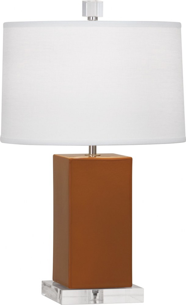 Robert Abbey Lighting-CM990-Harvey-One Light Table Lamp-11.5 Inches Wide by 19.25 Inches High   Cinnamon Glazed/Lucite Finish with Oyster Linen Shade