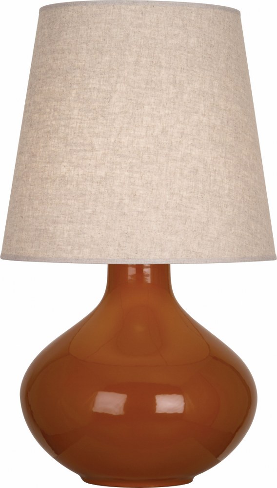 Robert Abbey Lighting-CM991-June-One Light Table Lamp-18 Inches Wide by 30.75 Inches High   Cinnamon Glazed/Lucite Finish with Buff Linen Shade