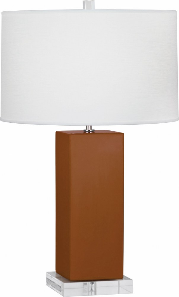 Robert Abbey Lighting-CM995-Harvey-One Light Table Lamp-20 Inches Wide by 33 Inches High   Cinnamon Glazed/Lucite Finish with Oyster Linen Shade