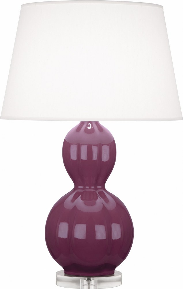 Robert Abbey Lighting-CP997-Williamsburg Randolph 1-Light Table Lamp 10.25 Inches Wide and 30.625 Inches Tall Carter Plum  Parrot Green Glazed/Lucite/Polished Nickel Finish with Pearl Dupoini Fabric S