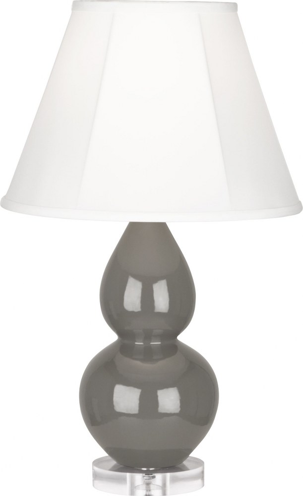 Robert Abbey Lighting-CR13-Double Gourd-One Light Small Accent Lamp-13 Inches Wide by 22 Inches High   Ash Glazed Ceramic/Lucite Base Finish with Ivory Stretched Fabric Shade