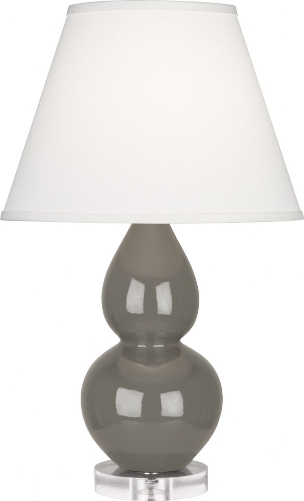 Robert Abbey Lighting-CR13X-Double Gourd-One Light Small Accent Lamp-13 Inches Wide by 22 Inches High   Ash Glazed Ceramic/Lucite Base Finish with Pearl Dupioni Fabric Shade