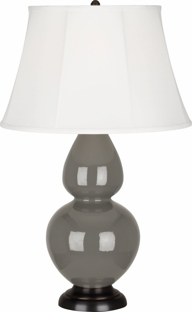 Robert Abbey Lighting-CR21-Double Gourd-One Light Large Accent Lamp-19 Inches Wide by 31 Inches High   Ash Glazed Ceramic/Deep Patina Bronze Finish with Ivory Stretched Fabric Shade