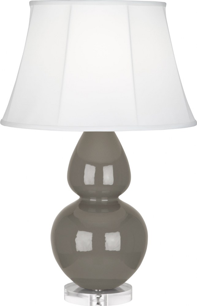 Robert Abbey Lighting-CR23-Double Gourd-One Light Large Accent Lamp-19 Inches Wide by 30 Inches High   Ash Glazed Ceramic/Lucite Base Finish with Ivory Stretched Fabric Shade