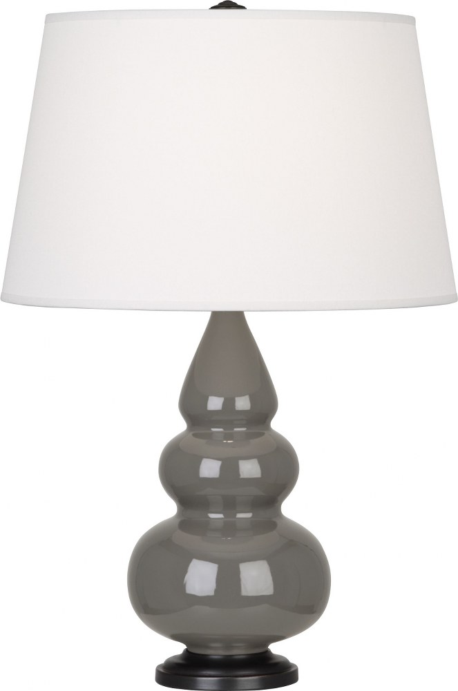 Robert Abbey Lighting-CR31X-Triple Gourd-One Light Small Accent Lamp-16 Inches Wide by 24.38 Inches High   Ash Glazed Ceramic/Deep Patina Bronze Finish with Pearl Dupioni Fabric Shade