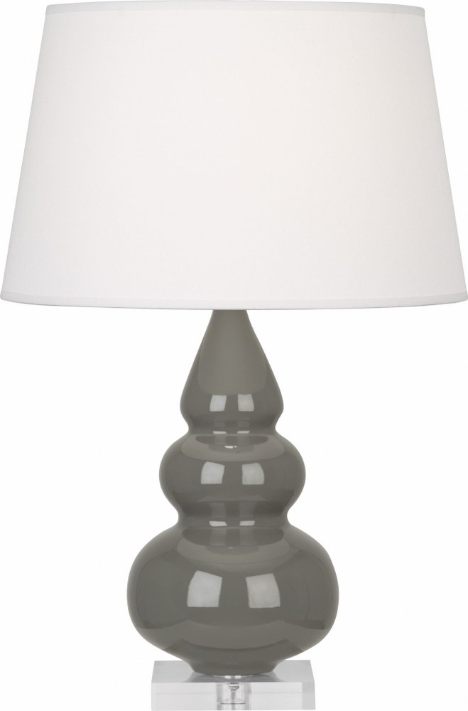 Robert Abbey Lighting-CR33X-Triple Gourd-One Light Small Accent Lamp-16 Inches Wide by 24 Inches High   Ash Glazed Ceramic/Lucite Base Finish with Pearl Dupioni Fabric Shade