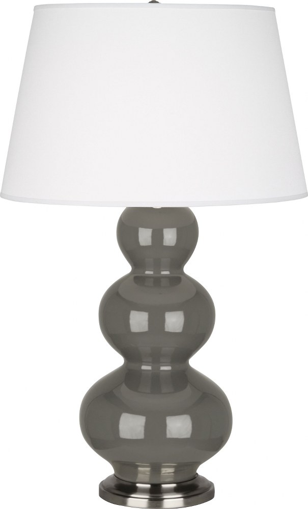 Robert Abbey Lighting-CR42X-Triple Gourd-One Light Large Accent Lamp-20 Inches Wide by 32.75 Inches High   Ash Glazed Ceramic/Antique Silver Finish with Pearl Dupioni Fabric Shade