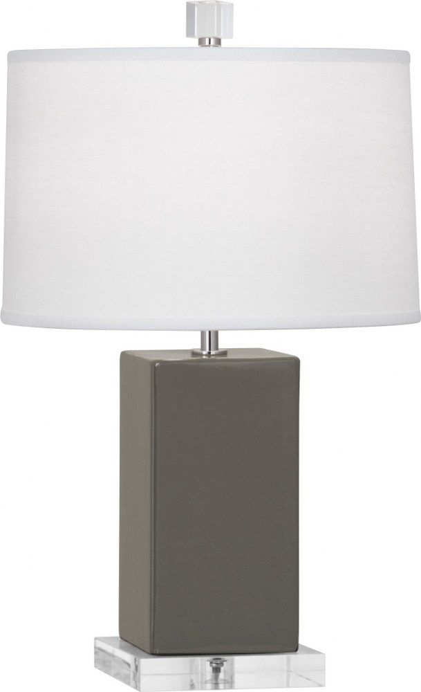 Robert Abbey Lighting-CR990-Harvey-One Light Table Lamp-11.5 Inches Wide by 19.25 Inches High   Ash Glazed/Lucite Finish with Oyster Linen Shade