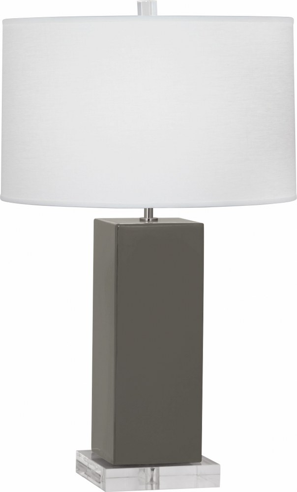 Robert Abbey Lighting-CR995-Harvey-One Light Table Lamp-20 Inches Wide by 33 Inches High   Ash Glazed/Lucite Finish with Oyster Linen Shade