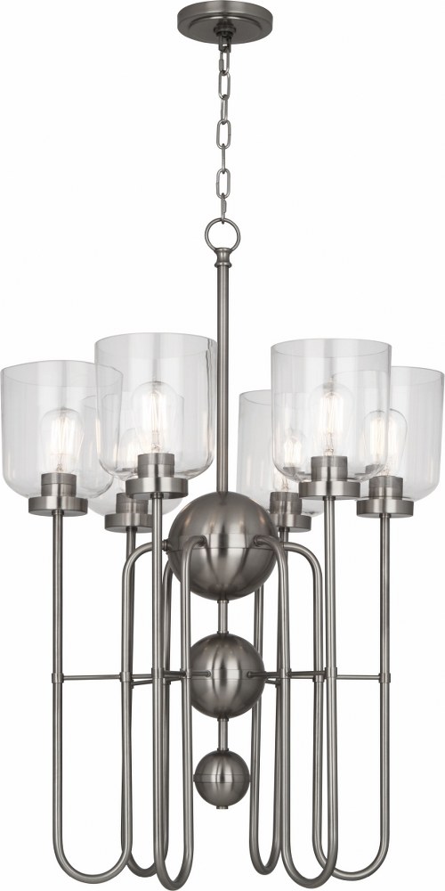 Robert Abbey Lighting-D410-Williamsburg Tyrie-Six Light Chandelier-22.75 Inches Wide by 34.5 Inches High   Dark Antique Nickel Finish with Clear Glass