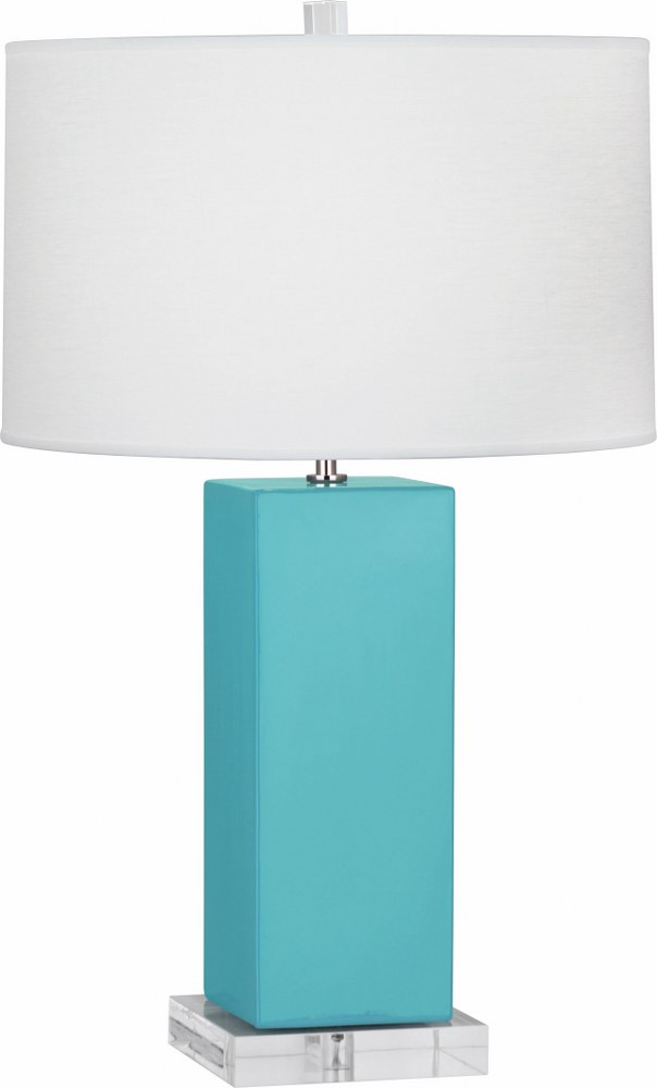 Robert Abbey Lighting-EB995-Harvey-One Light Table Lamp-20 Inches Wide by 33 Inches High   Egg Blue Glazed/Lucite Finish with Oyster Linen Shade