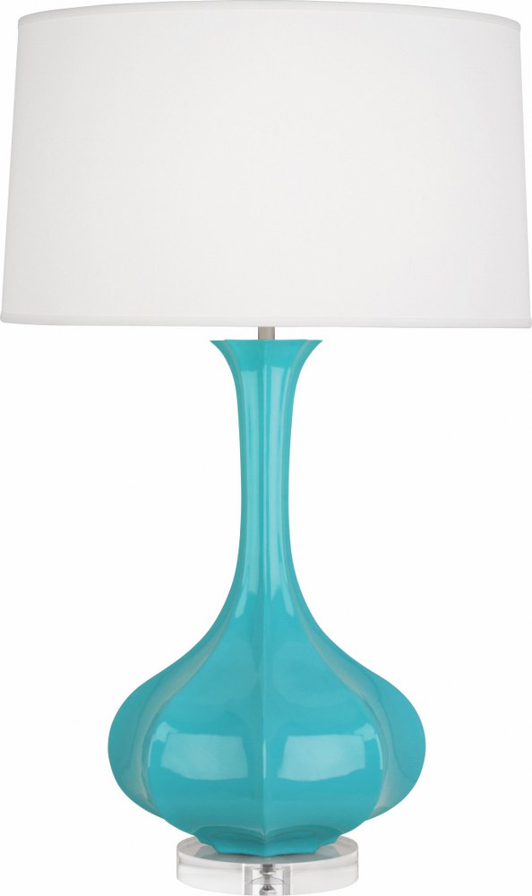 Robert Abbey Lighting-EB996-Pike 1-Light Table Lamp 11.5 Inches Wide and 32.75 Inches Tall Egg Blue  Schiaparelli Pink/Acrylic Finish with Oyster Linen Fabric Shade