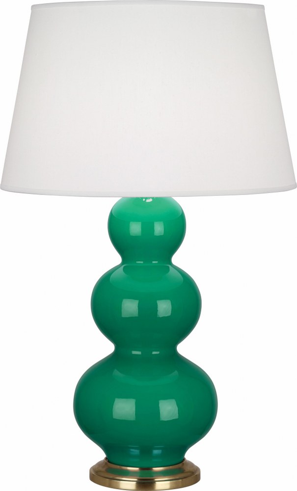 Robert Abbey Lighting-EG40X-Triple Gourd - 1 Light Table Lamp-32.75 Inches Tall and 10 Inches Wide Emerald Green Antique Natural Brass Triple Gourd - 1 Light Table Lamp-32.75 Inches Tall and 10 Inches