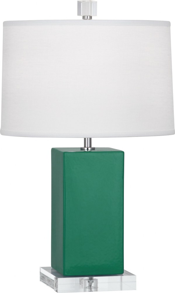 Robert Abbey Lighting-EG990-Harvey 1-Light Accent Lamp 4.125 Inches Wide and 19.125 Inches Tall Emerald Green  Pumpkin/Acrylic Finish with Oyster Linen Fabric Shade