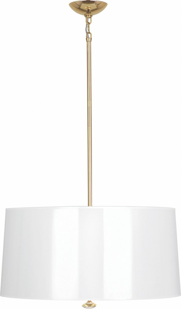 Robert Abbey Lighting-G808-Penelope-Three Light Pendant-25.5 Inches Wide by 14.5 Inches High   Polished Brass Finish with White Ceramik Parchment/Gold Mylar Shade with Lead Crystal