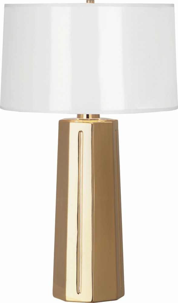 Robert Abbey Lighting-G960-Mason-One Light Table Lamp-6.5 Inches Wide by 26 Inches High   Polished Gold Finish with White Ceramik Parchment/Gold Mylar Shade