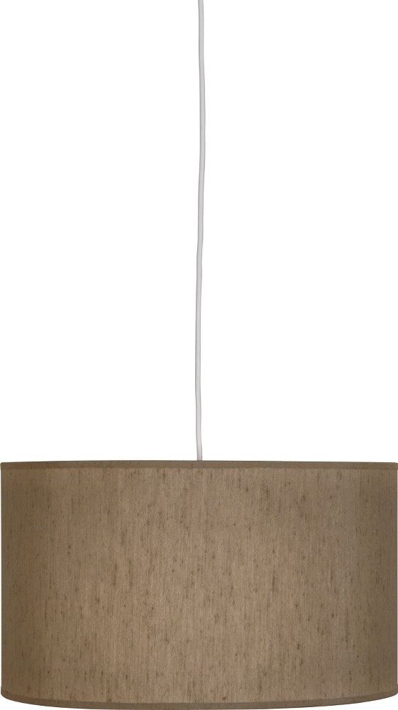 Robert Abbey Lighting-K168-Elena 1-Light Pendant 18 Inches Wide and 10.5 Inches Tall White Mushroom White Finish with Taupe Dupoini Fabric Shade