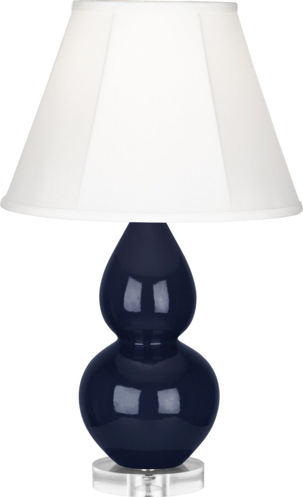 Robert Abbey Lighting-MB13-Double Gourd-One Light Table Lamp-13 Inches Wide by 22 Inches High   Midnight Blue Glazed/Lucite Finish with Ivory Stretched Fabric Shade