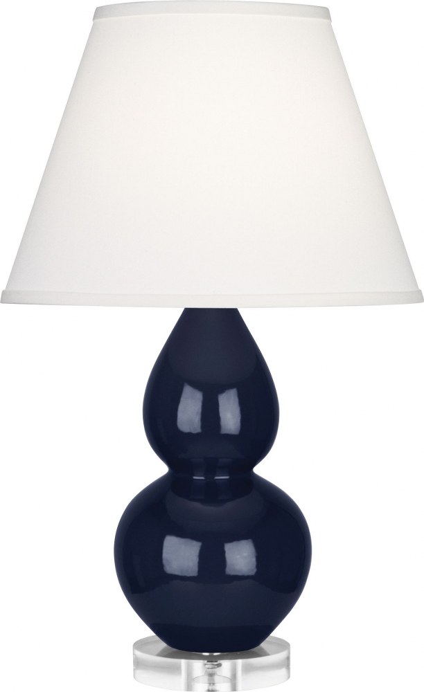 Robert Abbey Lighting-MB13X-Double Gourd-One Light Table Lamp-13 Inches Wide by 22 Inches High   Midnight Blue Glazed/Lucite Finish with Pearl Dupioni Fabric Shade