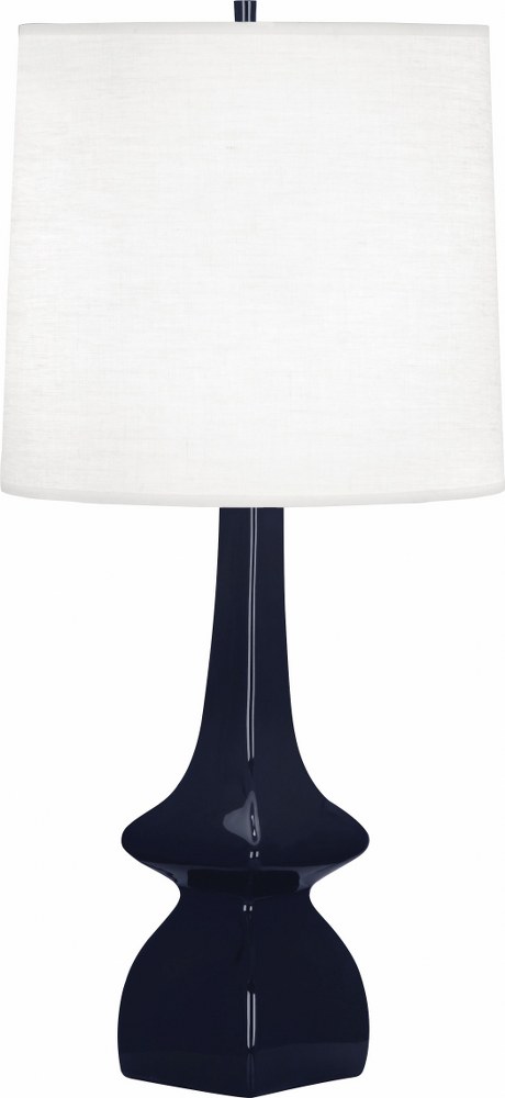 Robert Abbey Lighting-MB210-Jasmine 1-Light Table Lamp 5.375 Inches Wide and 31 Inches Tall Midnight Blue  Melon Glazed Finish with Oyster Linen Shade