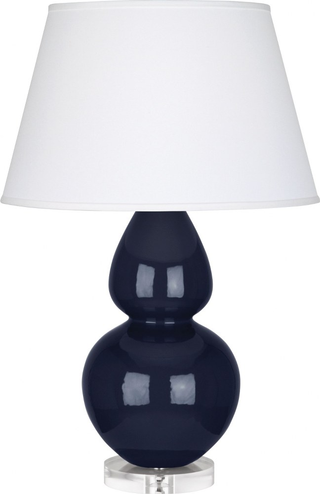 Robert Abbey Lighting-MB23X-Double Gourd-One Light Table Lamp-19 Inches Wide by 30 Inches High   Midnight Blue Glazed/Lucite Finish with Pearl Dupioni Fabric Shade