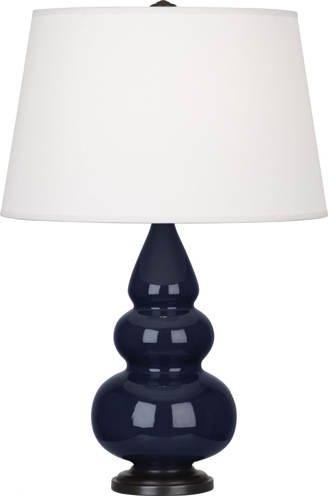 Robert Abbey Lighting-MB31X-Triple Gourd-One Light Small Table Lamp-16 Inches Wide by 24.5 Inches High   Midnight Blue Glazed/Deep Patina Bronze Finish with Pearl Dupioni Fabric Shade