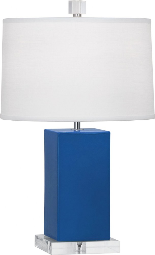 Robert Abbey Lighting-MR990-Harvey 1-Light Accent Lamp 4.125 Inches Wide and 19.125 Inches Tall Marine Blue  Pumpkin/Acrylic Finish with Oyster Linen Fabric Shade