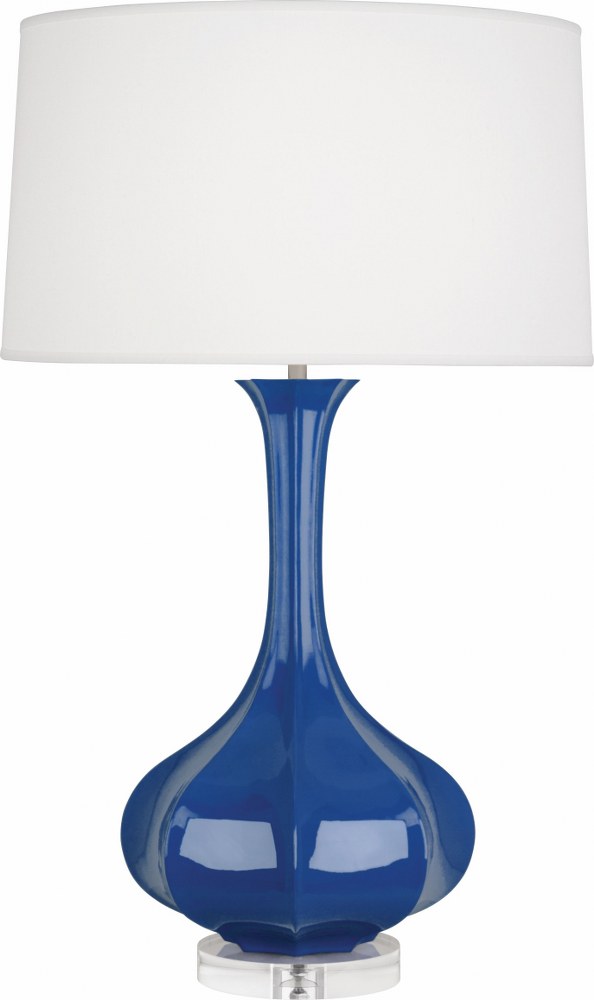 Robert Abbey Lighting-MR996-Pike 1-Light Table Lamp 11.5 Inches Wide and 32.75 Inches Tall Marine Blue  Schiaparelli Pink/Acrylic Finish with Oyster Linen Fabric Shade