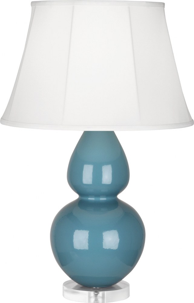 Robert Abbey Lighting-OB23-Double Gourd-One Light Large Accent Lamp-19 Inches Wide by 30 Inches High   Steel Blue Glazed Ceramic/Lucite Base Finish with Ivory Stretched Fabric Shade
