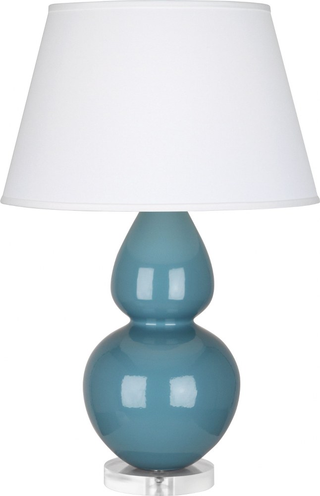 Robert Abbey Lighting-OB23X-Double Gourd-One Light Large Accent Lamp-19 Inches Wide by 30 Inches High   Steel Blue Glazed Ceramic/Lucite Base Finish with Pearl Dupioni Fabric Shade