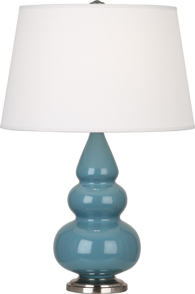 Robert Abbey Lighting-OB32X-Triple Gourd-One Light Small Accent Lamp-16 Inches Wide by 24.38 Inches High   Steel Blue Glazed Ceramic/Antique Silver Finish with Pearl Dupioni Fabric Shade