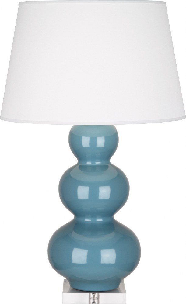 Robert Abbey Lighting-OB43X-Triple Gourd-One Light Large Accent Lamp-20 Inches Wide by 33 Inches High   Steel Blue Glazed Ceramic/Lucite Base Finish with Pearl Dupioni Fabric Shade
