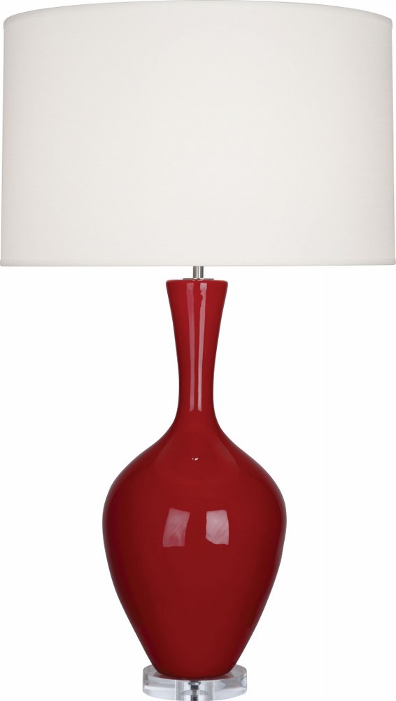 Robert Abbey Lighting-OX980-Audrey 1-Light Table Lamp 8.5 Inches Wide and 33.5 Inches Tall Oxblood  Brown Tea Glazed/Lucite Finish with Fondine Fabric Shade