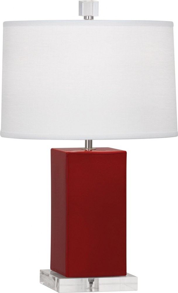 Robert Abbey Lighting-OX990-Harvey 1-Light Accent Lamp 4.125 Inches Wide and 19.125 Inches Tall Oxblood  Pumpkin/Acrylic Finish with Oyster Linen Fabric Shade