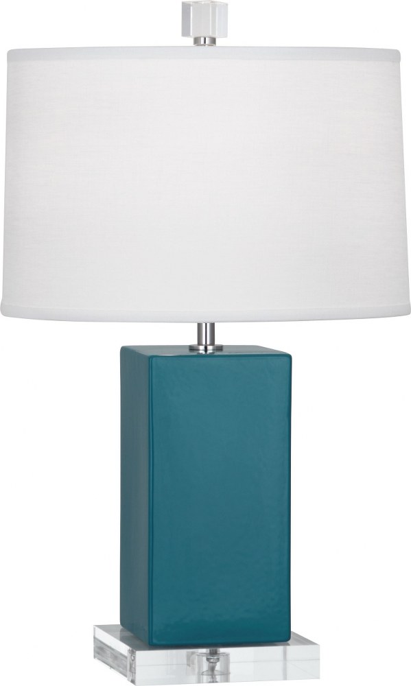 Robert Abbey Lighting-PC990-Harvey 1-Light Accent Lamp 4.125 Inches Wide and 19.125 Inches Tall Peacock  Pumpkin/Acrylic Finish with Oyster Linen Fabric Shade