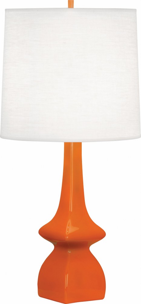 Robert Abbey Lighting-PM210-Jasmine 1-Light Table Lamp 5.375 Inches Wide and 31 Inches Tall Pumpkin  Melon Glazed Finish with Oyster Linen Shade