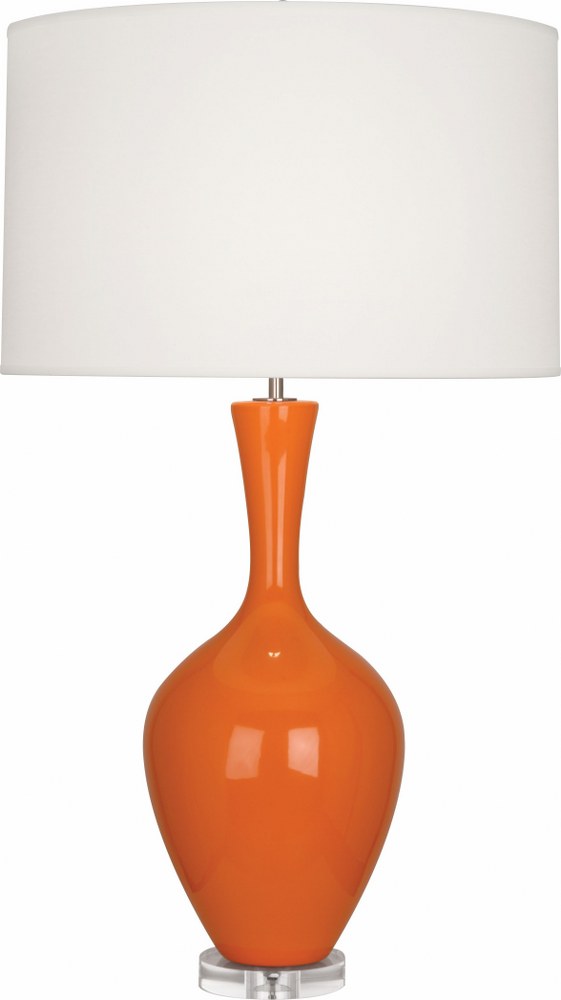 Robert Abbey Lighting-PM980-Audrey 1-Light Table Lamp 8.5 Inches Wide and 33.5 Inches Tall Pumpkin  Brown Tea Glazed/Lucite Finish with Fondine Fabric Shade