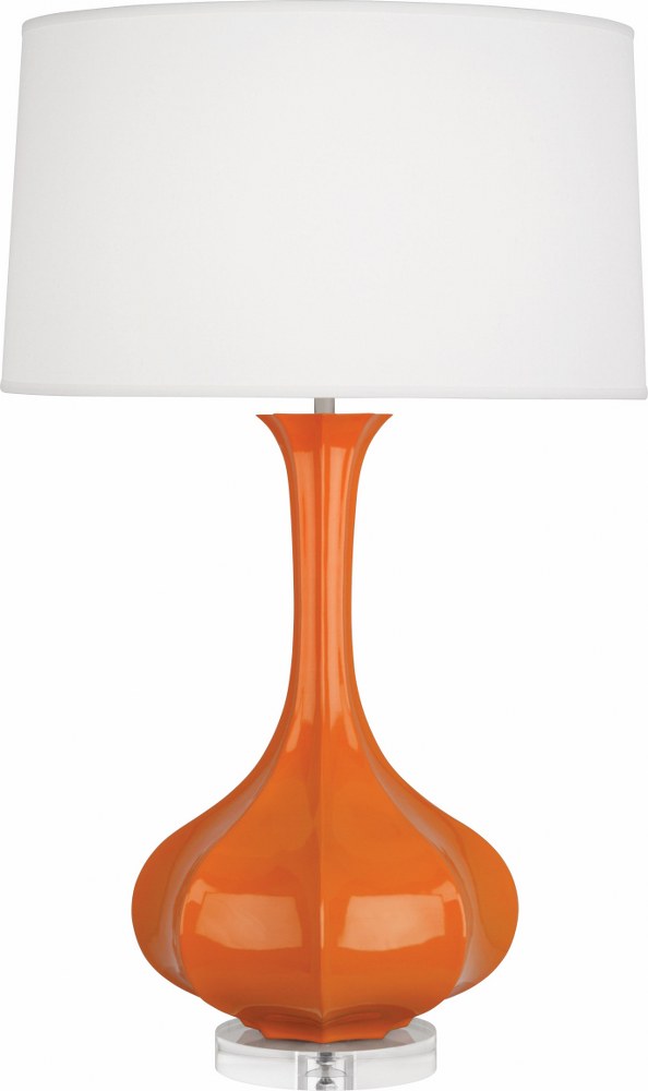 Robert Abbey Lighting-PM996-Pike 1-Light Table Lamp 11.5 Inches Wide and 32.75 Inches Tall Pumpkin  Schiaparelli Pink/Acrylic Finish with Oyster Linen Fabric Shade