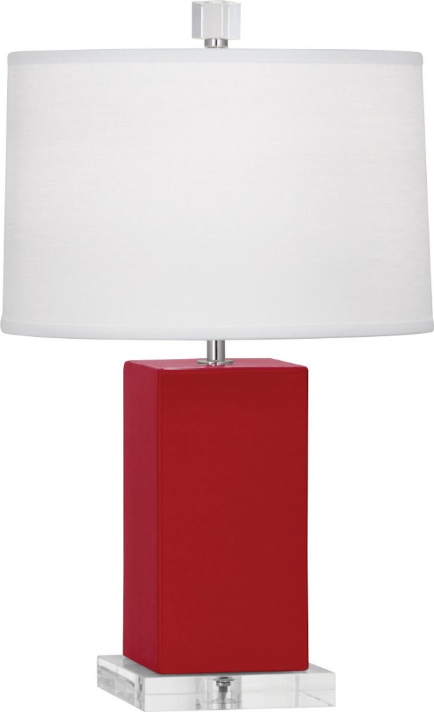 Robert Abbey Lighting-RR990-Harvey 1-Light Accent Lamp 4.125 Inches Wide and 19.125 Inches Tall Ruby Red  Pumpkin/Acrylic Finish with Oyster Linen Fabric Shade