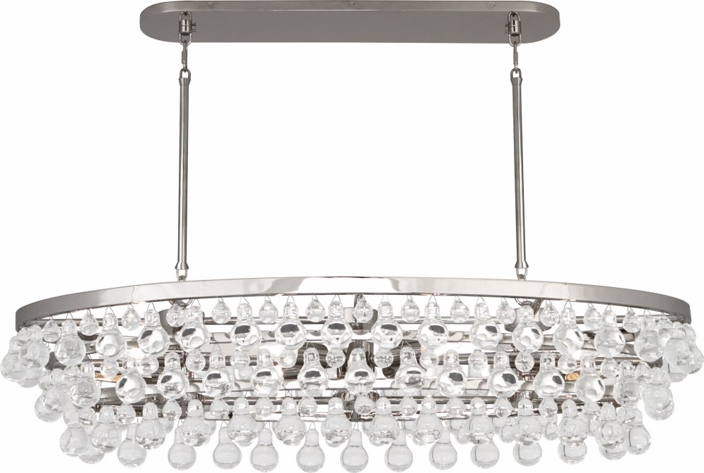 Robert Abbey Lighting-S1007-Bling 8-Light Chandelier 42.75 Inches Wide and 9.75 Inches Tall Polished Nickel  Antique Brass Finish with Clear Drops Glass